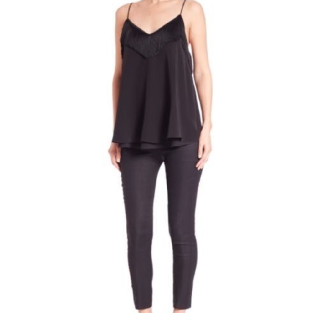 Derek Lam 10 Crosby Black Fringe Silk Camisole size 8